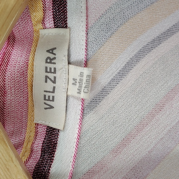 Velzera Striped Collared Shirt Dress Button Down Size Medium Midi Long sleeve - Picture 6 of 9